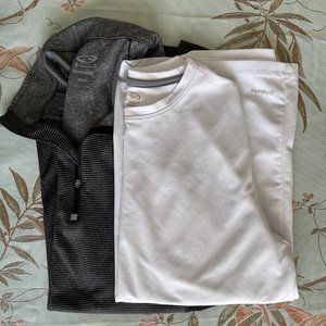 Two Ladies Tees - 1-White Short Sleeved  & 1-Black and Pin Striped Long Sleeved